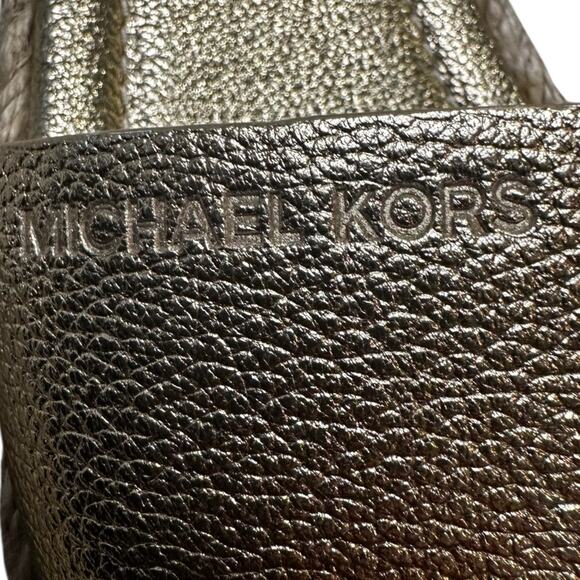 Michael Kors Metallic Gold Textured Leather Slides Size 7 NEW - Picture 8 of 10